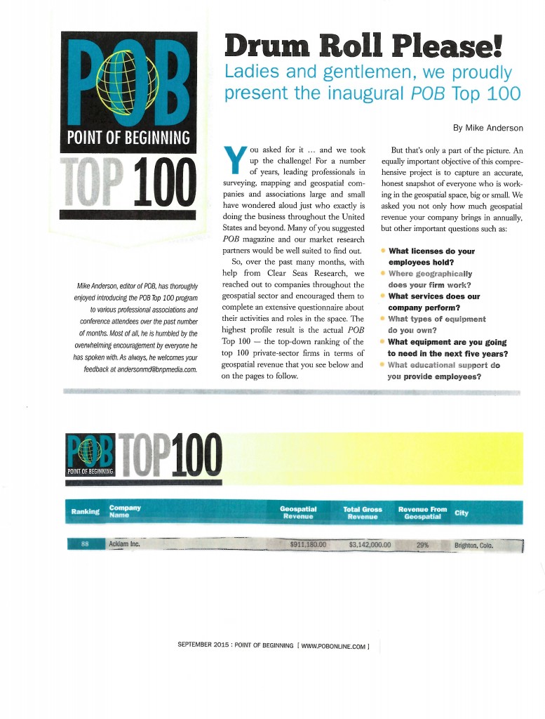 Point of Beginning Top 100 Surveying, Mapping and Geospatial firms